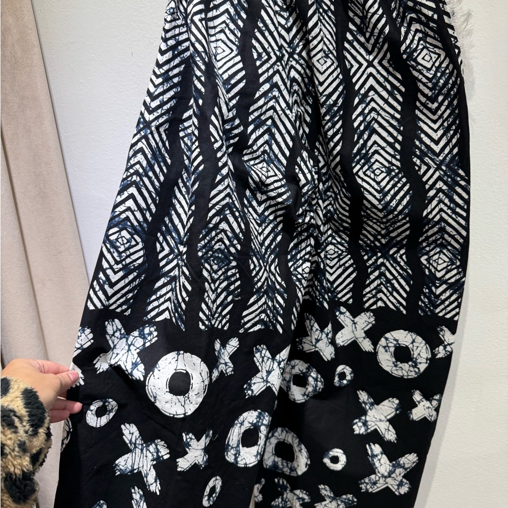 Black, White And Navy Patterned Patchwork Pants - image 5